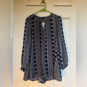 Astr Black and White Patterned Romper